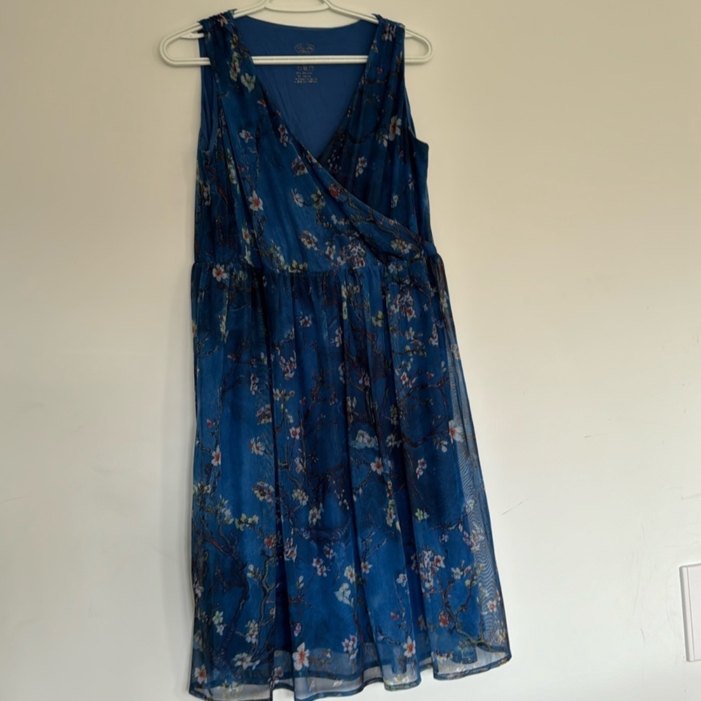 Blue Sky Bamboo Blue Floral Crossover Dress